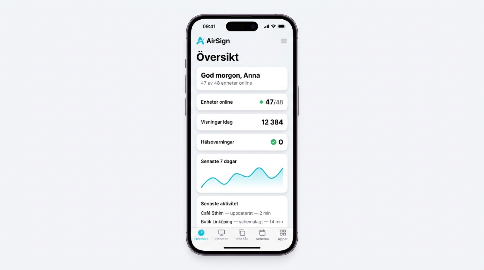 Cloud Customer Portal &mdash; mobile översiktsvy på iPhone